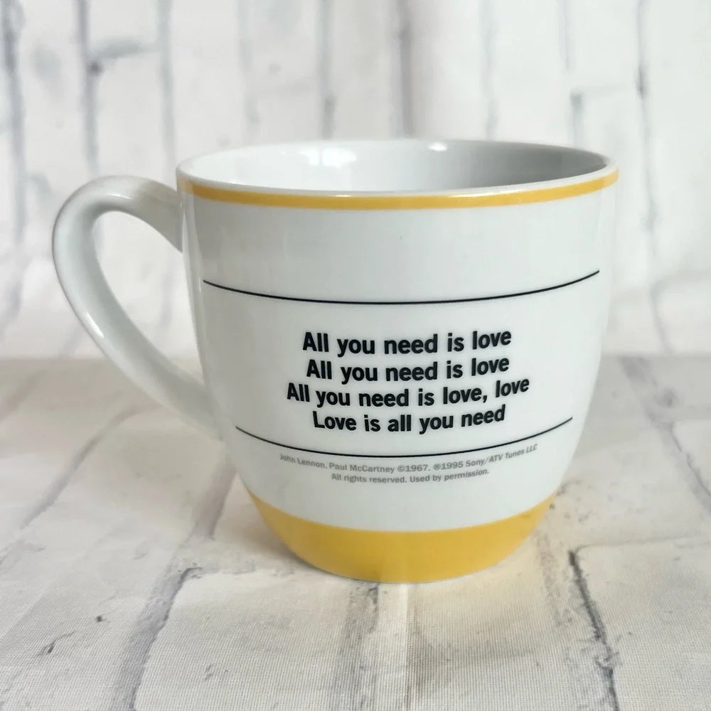 The Beatles Coffee Mugs Set of 2 Bluw Lyric All You Need Is Love Vintage Vibe